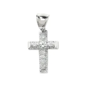 Acotis Silver Pendant Cross with Zirconia Stones G6006