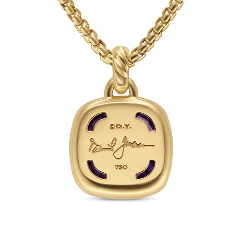 Albion Pendant in 18K Yellow Gold with Amethyst and Diamonds, 15mm