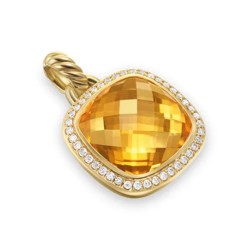 Albion Pendant in 18K Yellow Gold with Citrine and Diamonds, 15mm