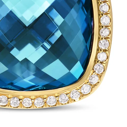 Albion Pendant in 18K Yellow Gold with Hampton Blue Topaz and Diamonds, 15mm