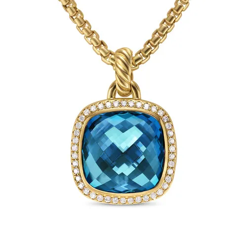 Albion Pendant in 18K Yellow Gold with Hampton Blue Topaz and Diamonds, 15mm