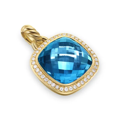 Albion Pendant in 18K Yellow Gold with Hampton Blue Topaz and Diamonds, 15mm