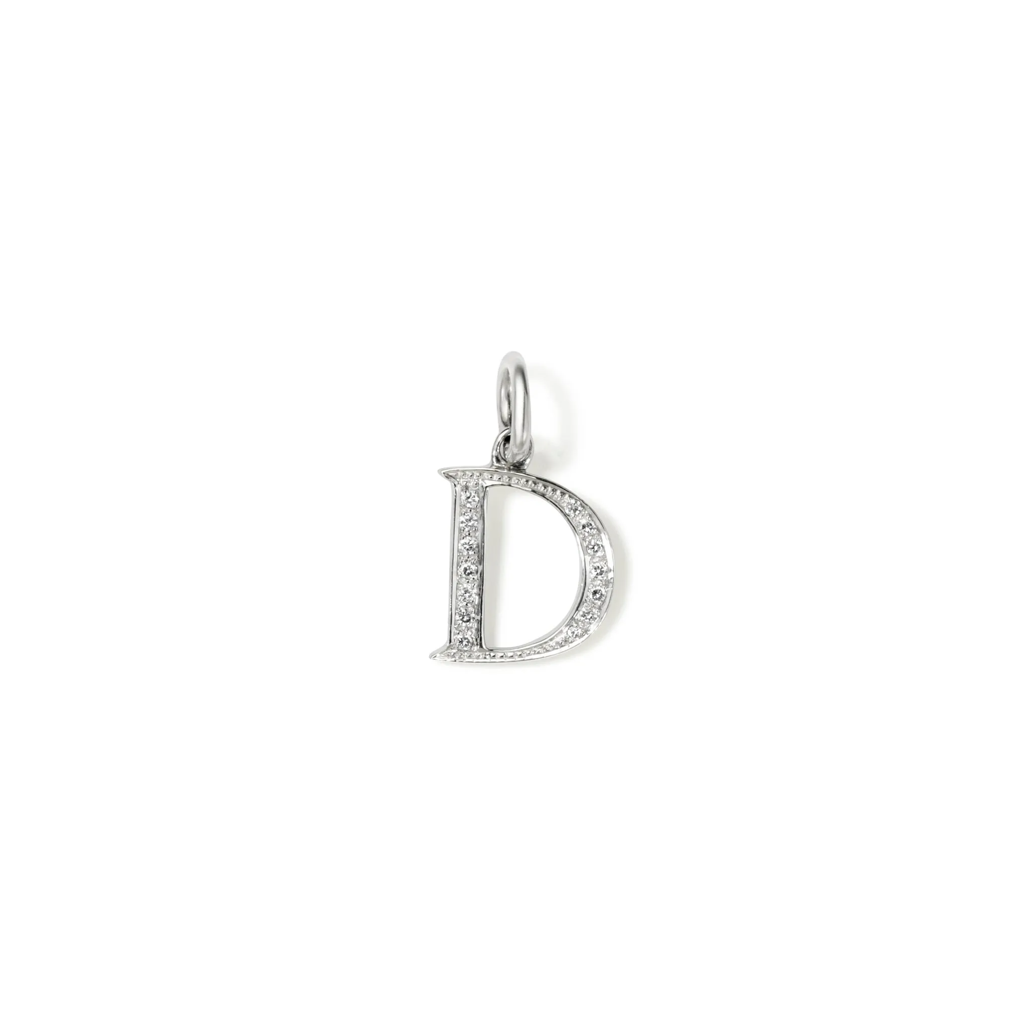 Alice Alphabet Initial Necklace Pendant 18ct White Gold - Diamond Pavé