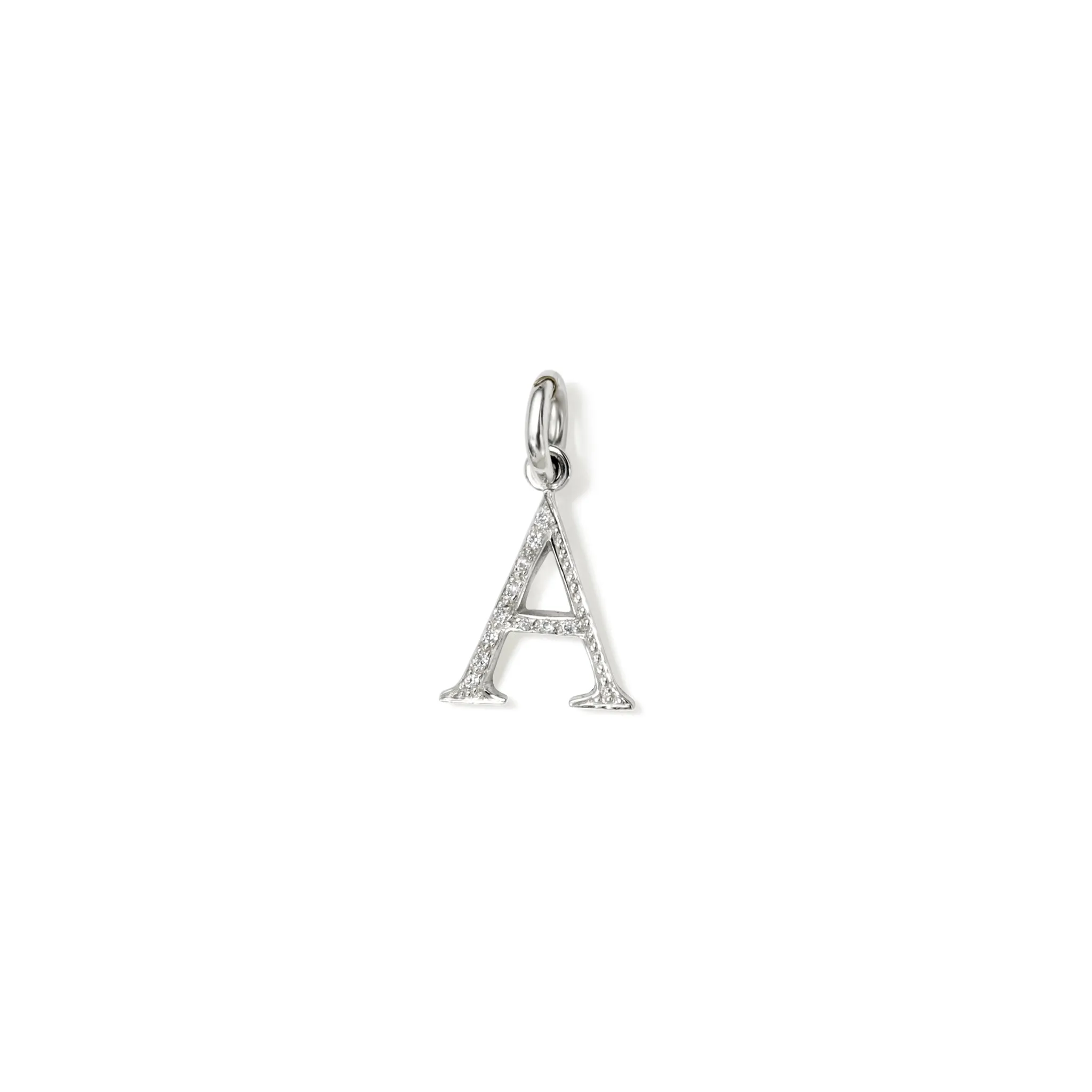 Alice Alphabet Initial Necklace Pendant 18ct White Gold - Diamond Pavé