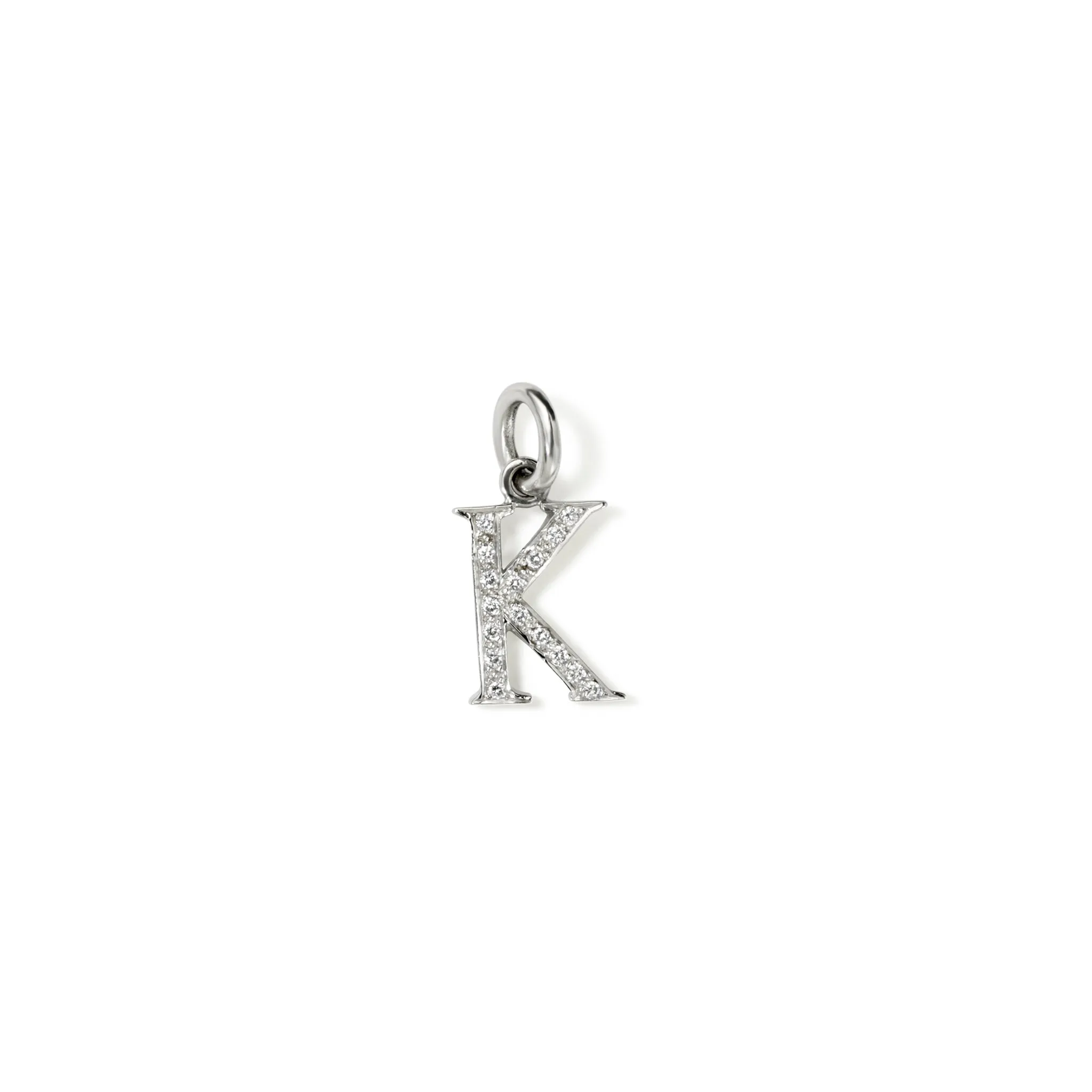 Alice Alphabet Initial Necklace Pendant 18ct White Gold - Diamond Pavé