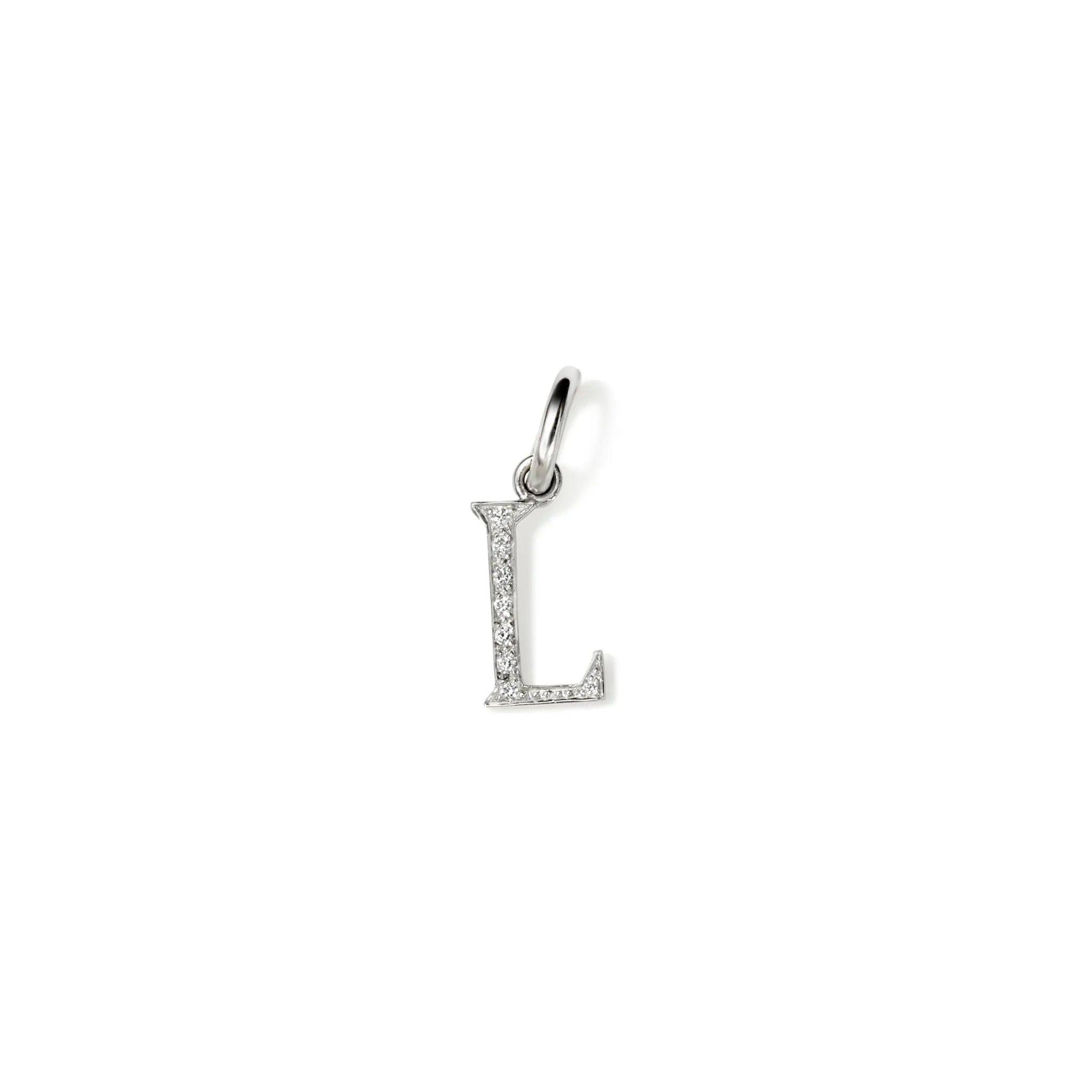 Alice Alphabet Initial Necklace Pendant 18ct White Gold - Diamond Pavé