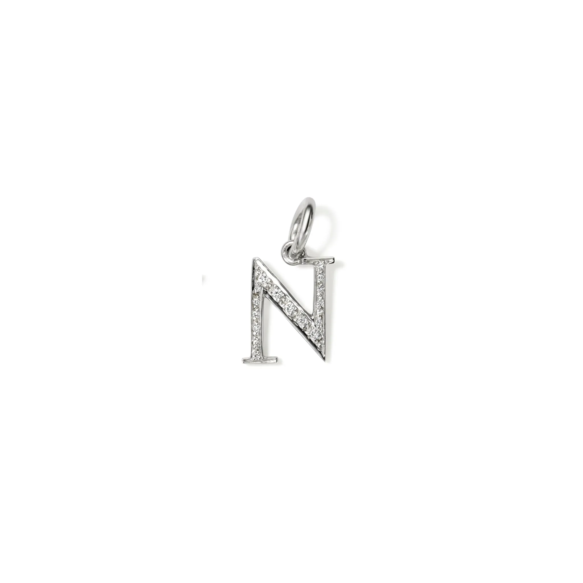 Alice Alphabet Initial Necklace Pendant 18ct White Gold - Diamond Pavé