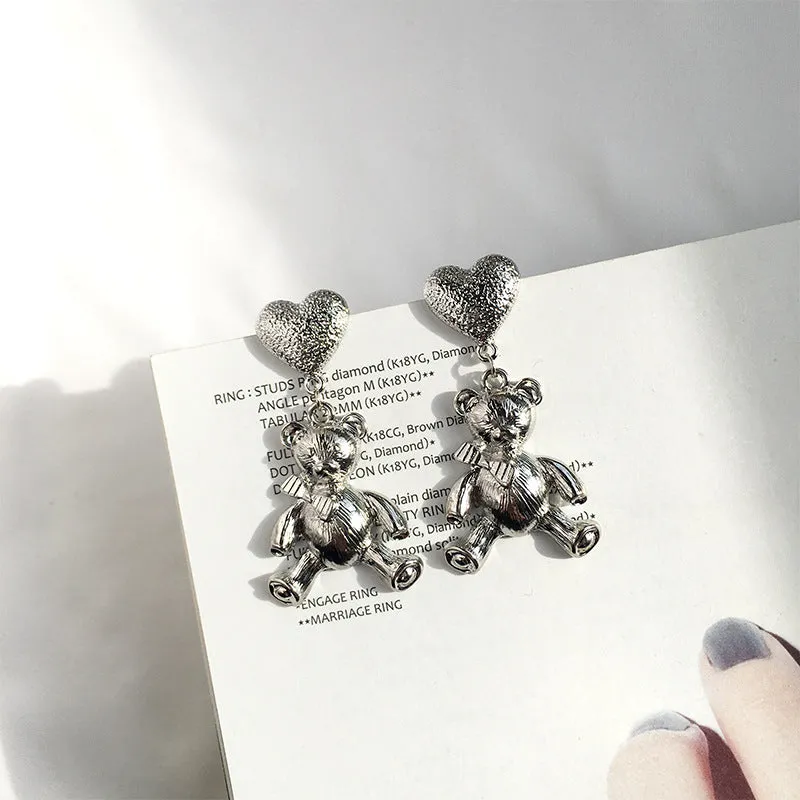 Alloy Love Bear Earrings: Effortlessly Stylish Cross-Border Fashion Accessories