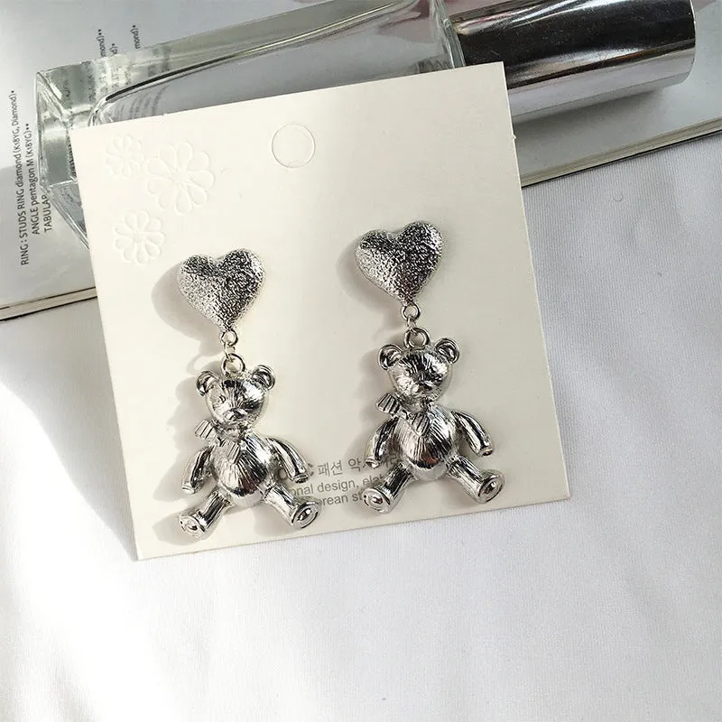 Alloy Love Bear Earrings: Effortlessly Stylish Cross-Border Fashion Accessories