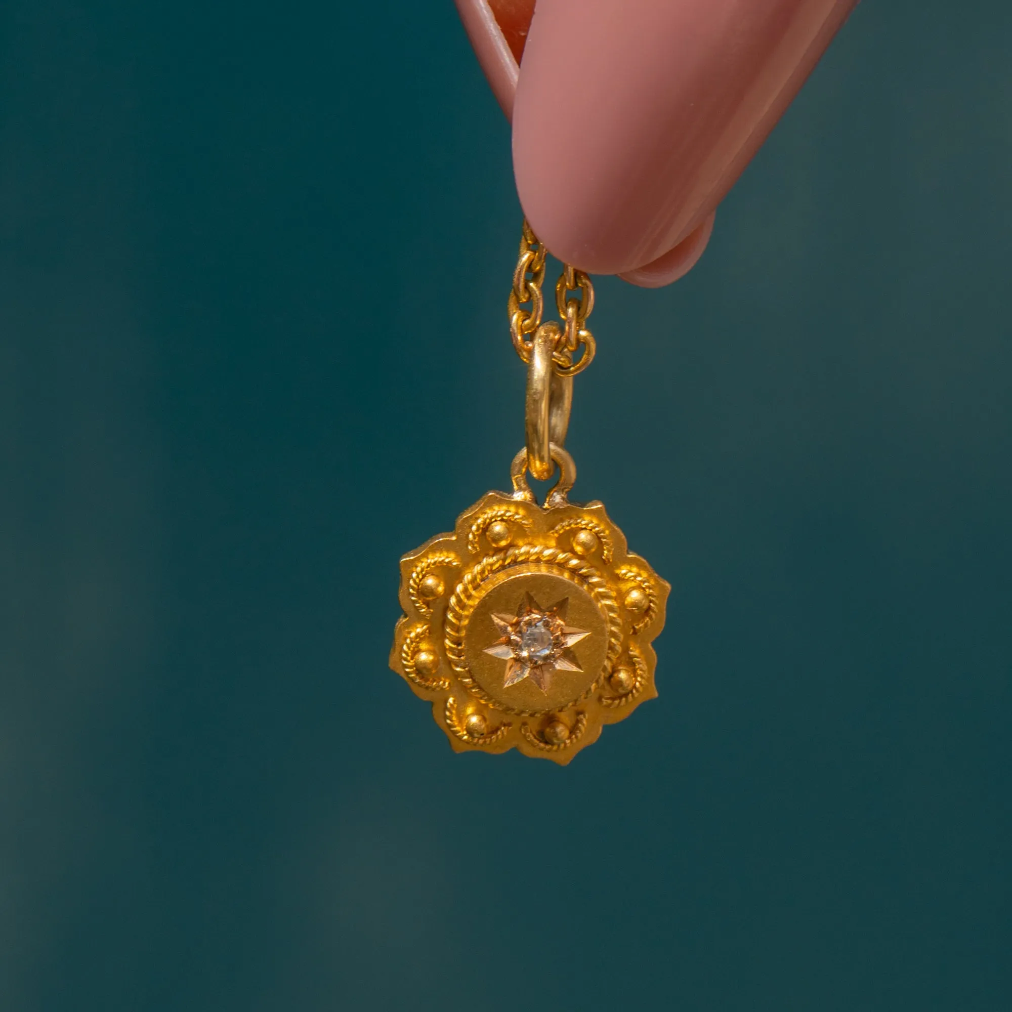 Antique 15ct Gold Etruscan Diamond Charm