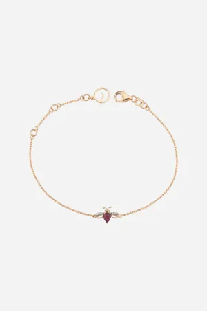 Bee Goddess Queen Bee Rose Gold, Diamond & Rhodolite Bracelet