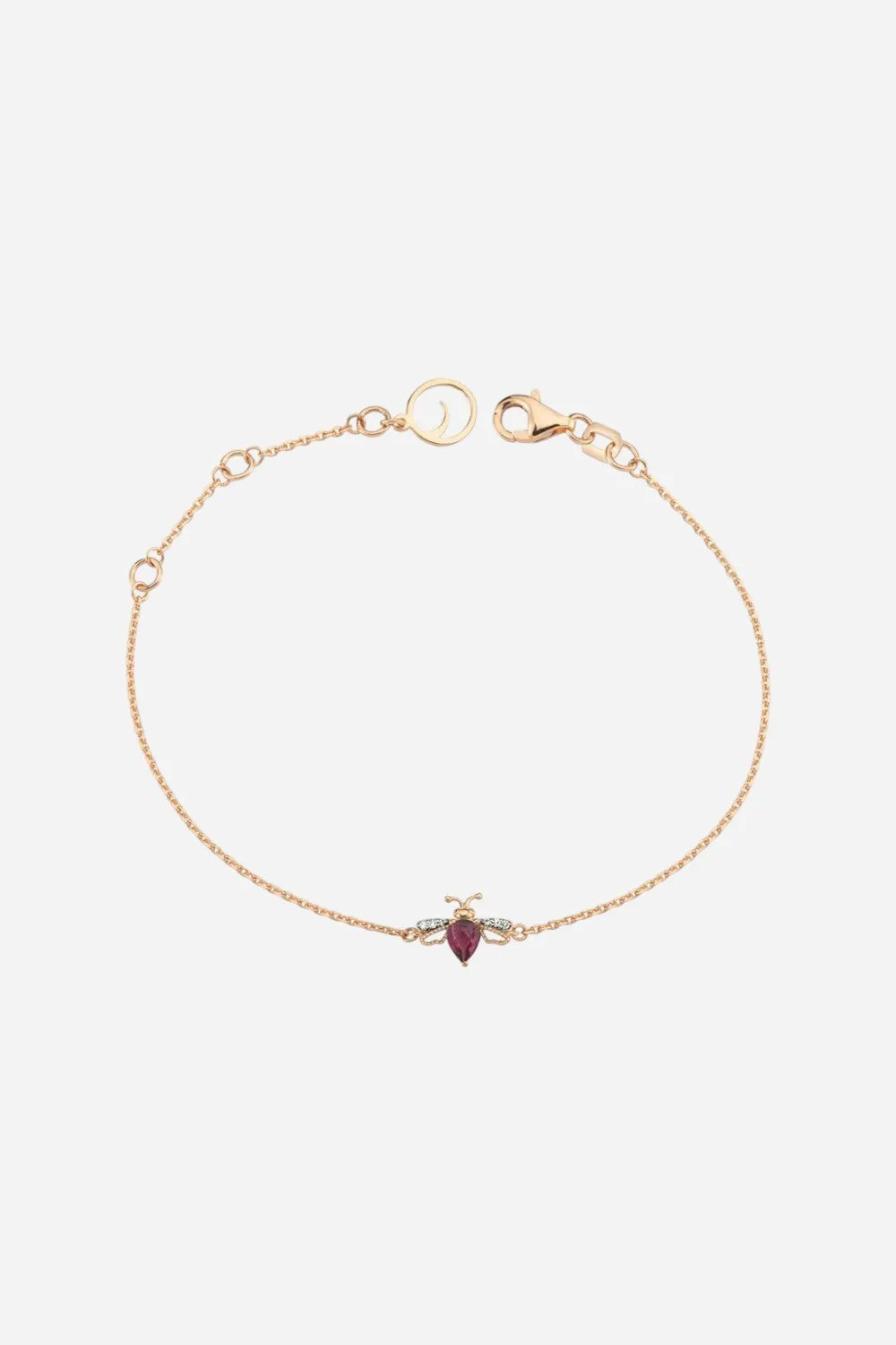 Bee Goddess Queen Bee Rose Gold, Diamond & Rhodolite Bracelet