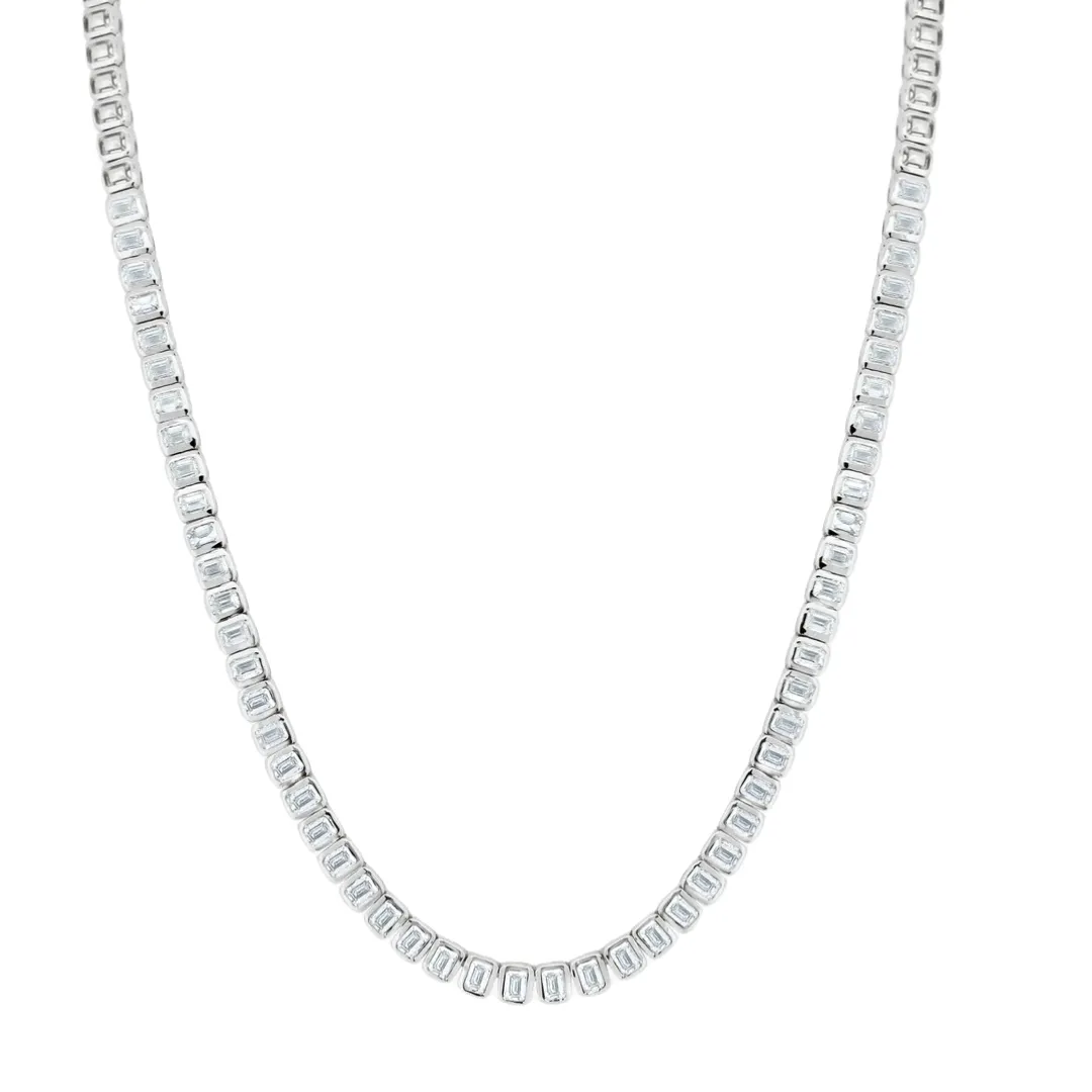 Bezel Set Emerald Cut Diamond Necklace