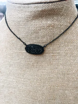 Black Druzy Necklace & Earring Set