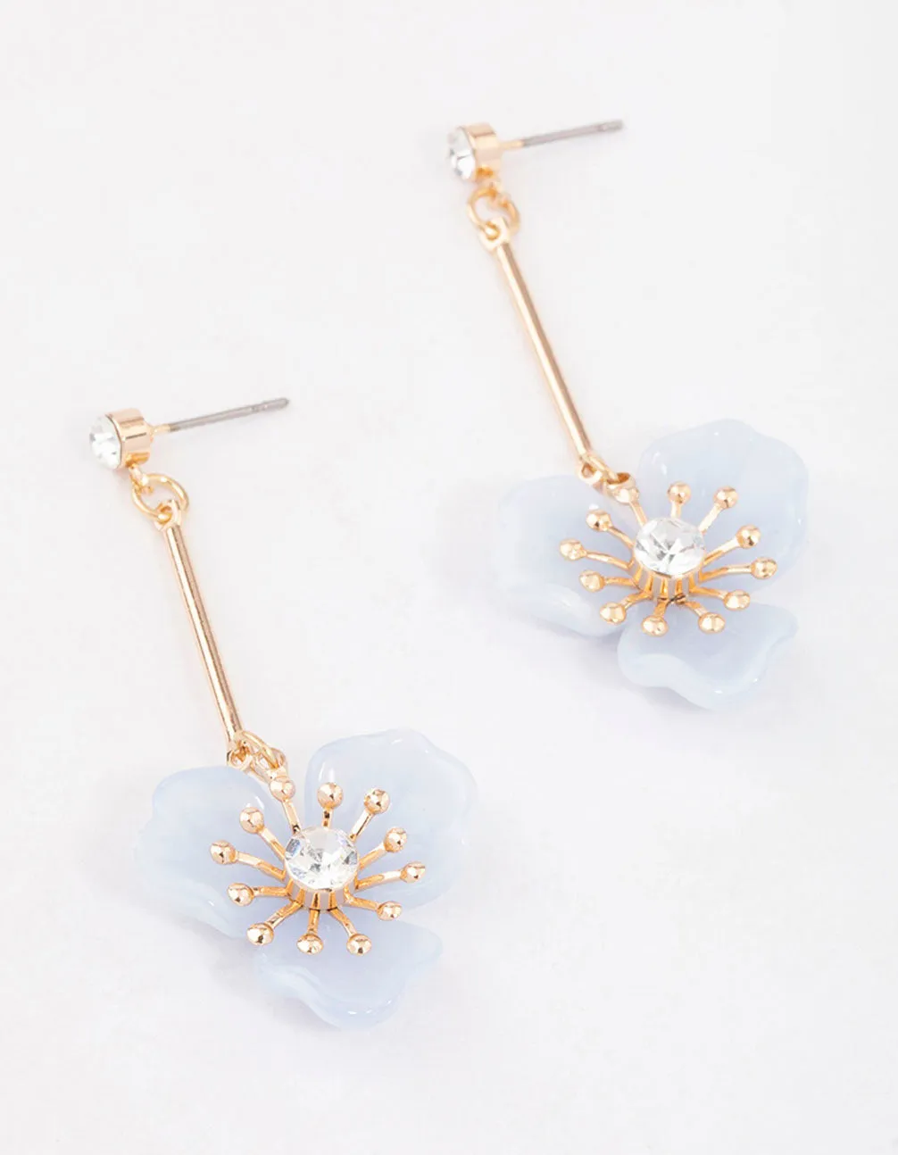 Blue Acrylic Flower Drop Earrings