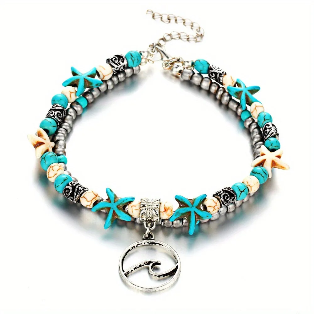 Boho Chic Animal Shape Pendant Anklet Bracelet Stack