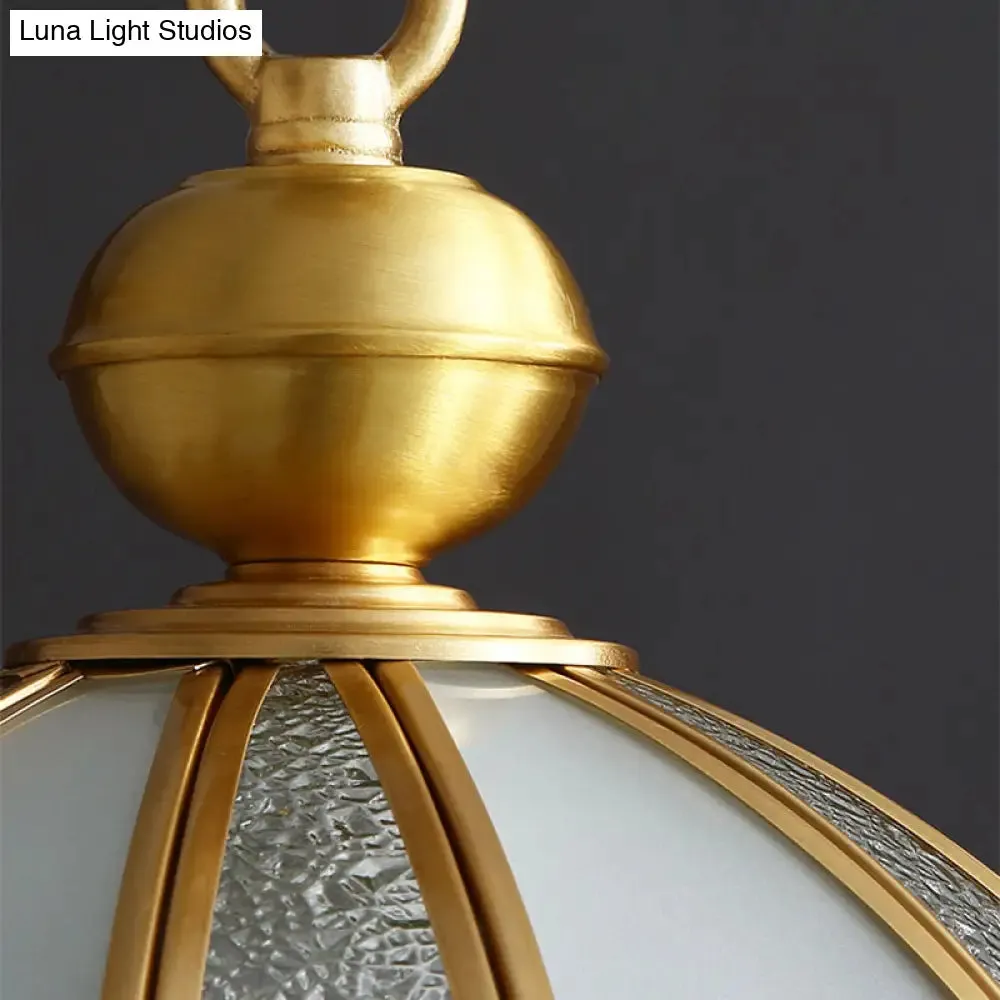 Brass Hanging Dome Pendant Light with Elegant Frosted Glass Shade - Perfect for Living Room