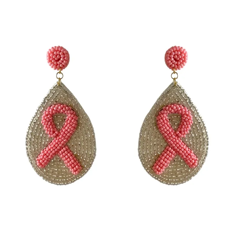 Breast Cancer Awareness Beaded Earrings