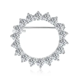 Bridal Marquise CZ Circle Brooche Pin for Wedding GoldSilver Plated Brass