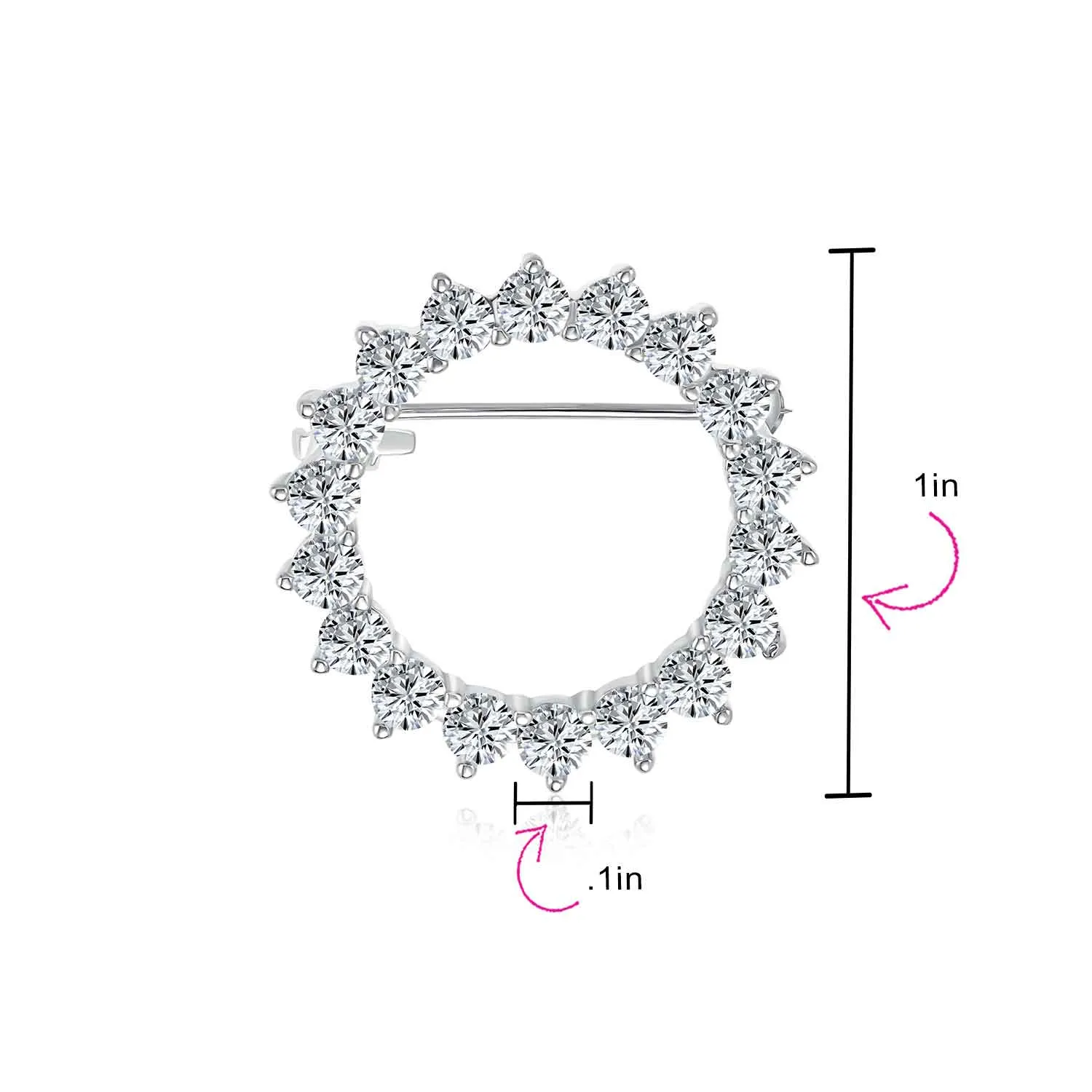 Bridal Marquise CZ Circle Brooche Pin for Wedding GoldSilver Plated Brass