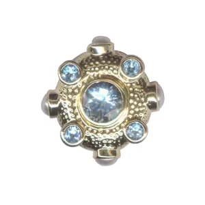 Brooch- Blue Topaz And F.W. Pearl  (2146B)