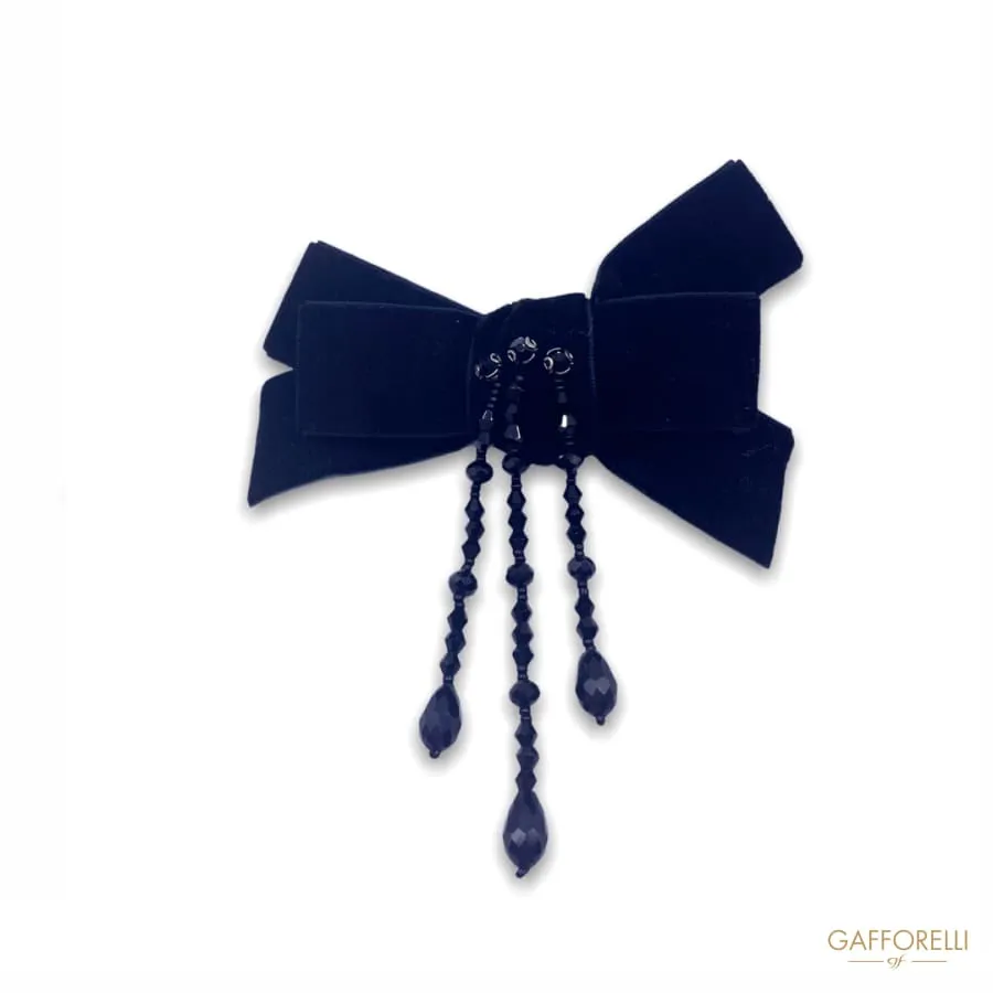 Brooch in the Shape of a Pendant Bow with Rhinestones A501 - Gafforelli Srl