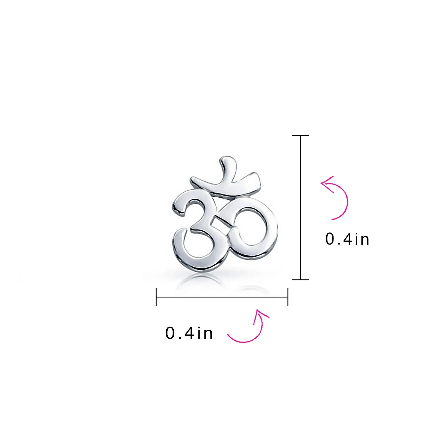 Buddhist Zen Ohm Symbol Stud Earrings in Rose Gold Sterling Silver