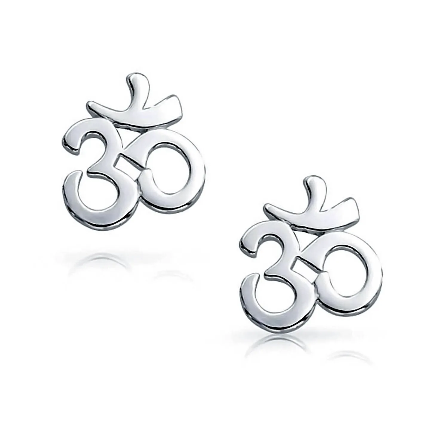 Buddhist Zen Ohm Symbol Stud Earrings in Rose Gold Sterling Silver