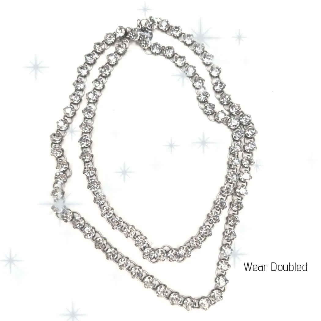 Chunky Crystal Rhinestone Luxe Long Necklace