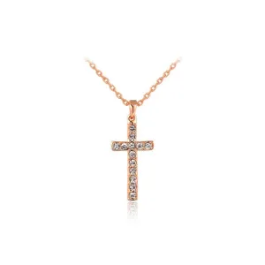 Classic design White/Rose gold plating zircon cross necklace for women fashion jewelry