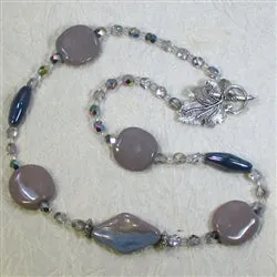 Classic Fair Trade Grey and Teal Kazuri Necklace