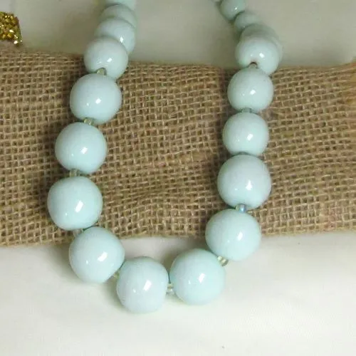 Classic  Handmade Kazuri Beaded  Necklace in Aqua Fair Trade