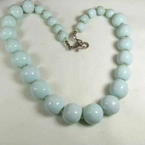 Classic  Handmade Kazuri Beaded  Necklace in Aqua Fair Trade