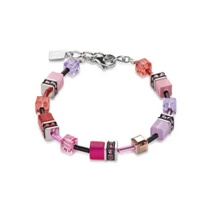 Coeur de Lion Cat Eye fuchsia-lavender cubes and crystals bracelet