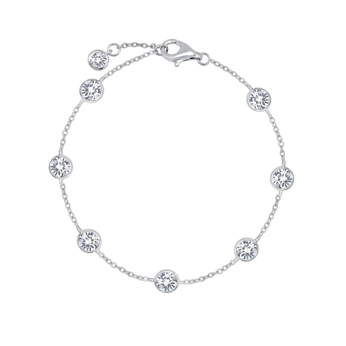 Crislu Platinum Plated Sterling Silver Cubic Zirconia 10-inch Anklet