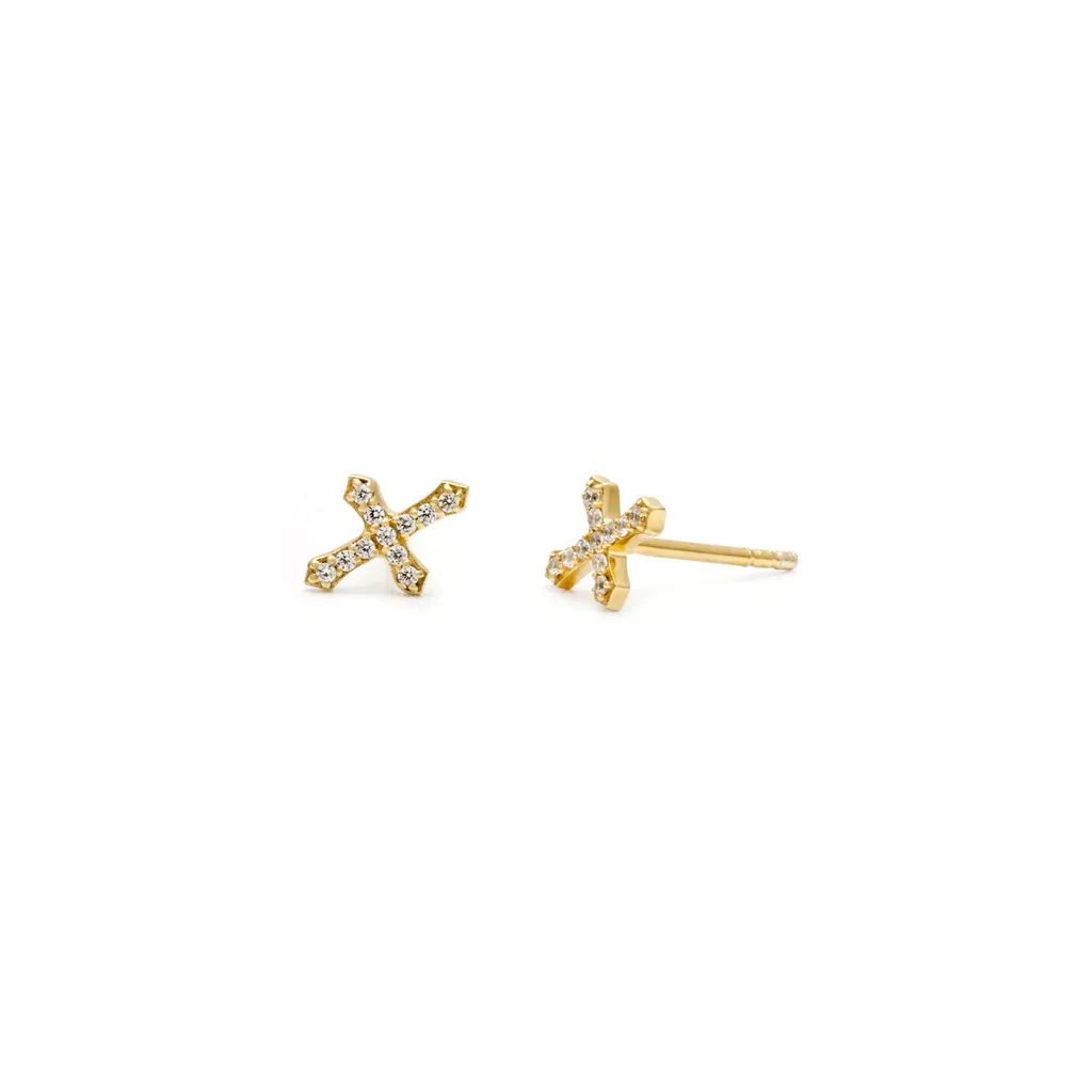 Cross Studs - Gold