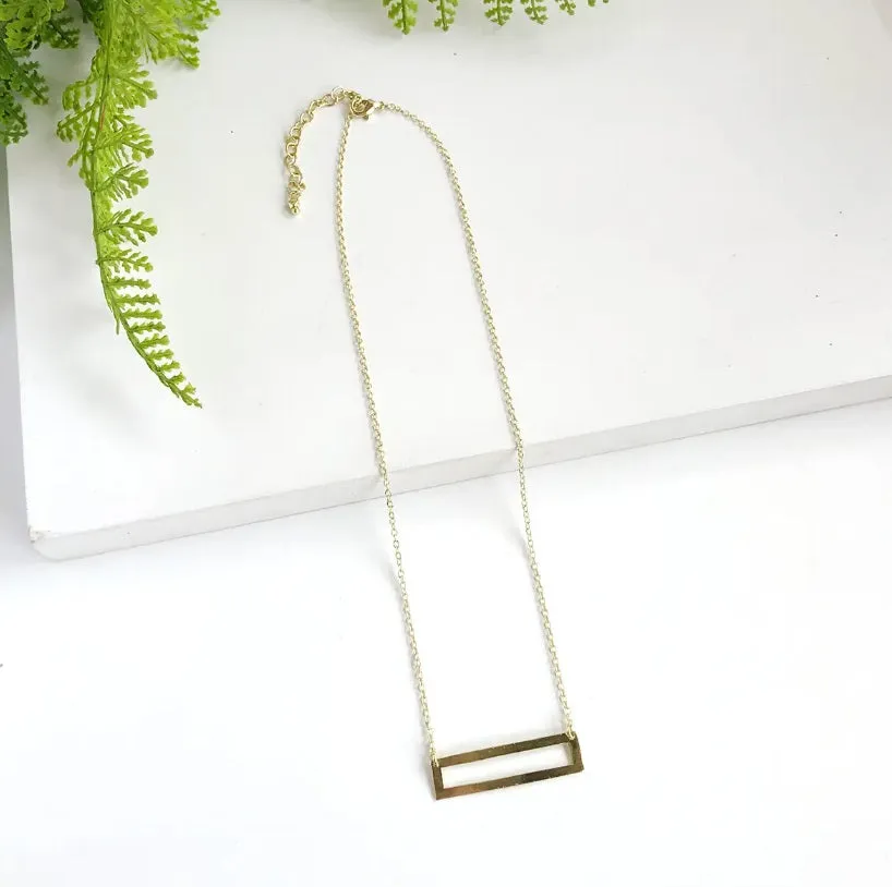 Cutout Rectangle Pendant Necklace