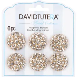 David Tutera Illusion Gold and Crystal Rhinestone Magnet Brooches 6 pieces