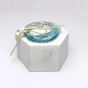 Day Party Crystals Stretchy Bracelet Set With Bow in Light Blue