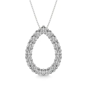 Diamond 1 1/2 ct tw Pear Shape Pendant in 14K White Gold