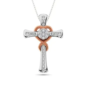 Diamond 1/5 Ct.Tw. Cross Pendant in 14K Two Tone Gold