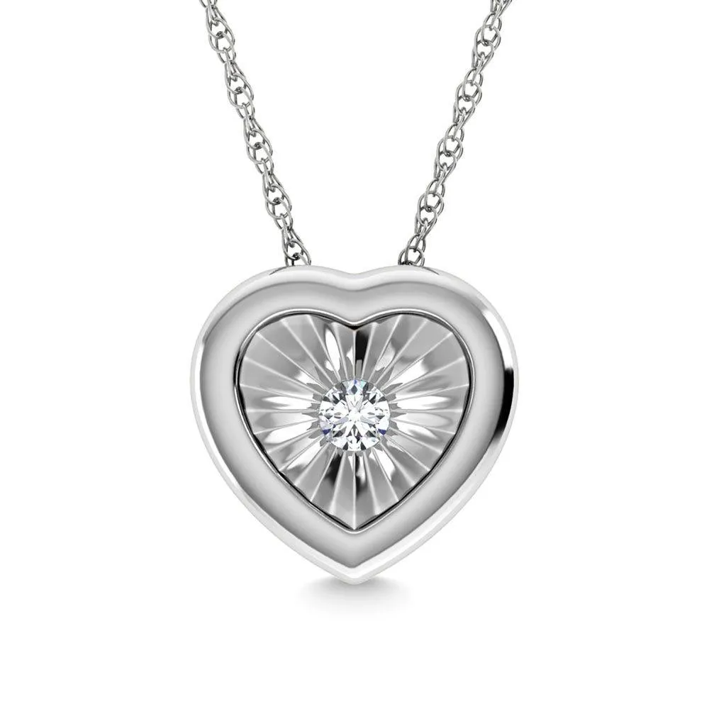 Diamond 1/50 Ct.Tw. Heart Pendant in Silver