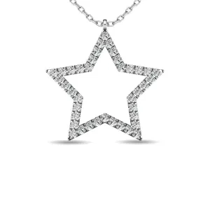 Diamond 1/8 ct tw Star Pendant in 10K White Gold