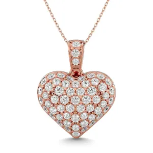 Diamond 2 ct tw Heart Pendant in 10K Pink Gold