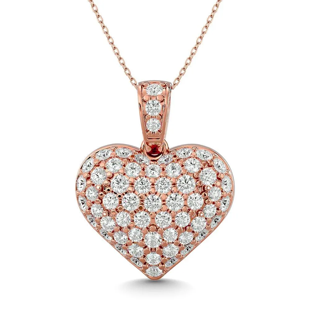 Diamond 2 ct tw Heart Pendant in 10K Pink Gold