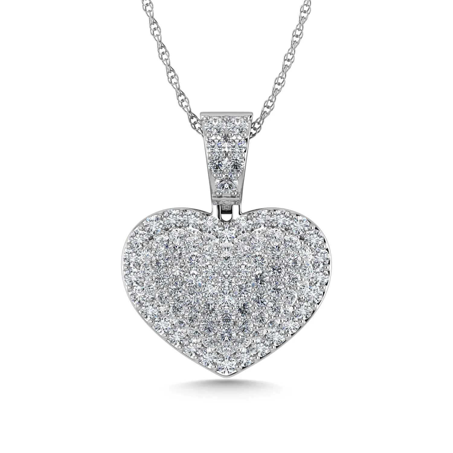 Diamond 2 Ct.Tw. Cluster Heart Pendant in 10K White Gold