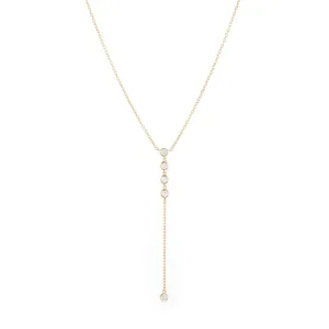 Diamond Bezel Lariat Necklace, 14k