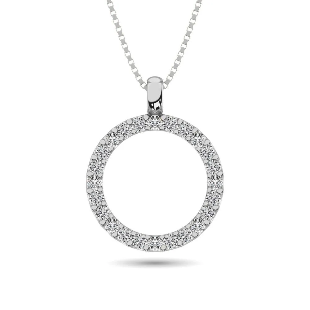 Diamond Circle Pendant 1/4 ct tw in 14K White Gold