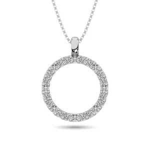 Diamond Circle Pendant 1/4 ct tw in 14K White Gold