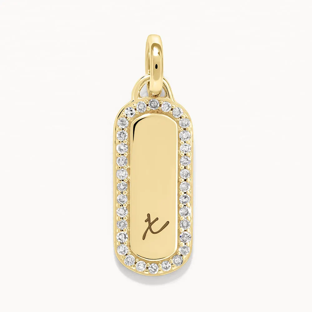 Diamond Engravable Bar Necklace in 10k Gold